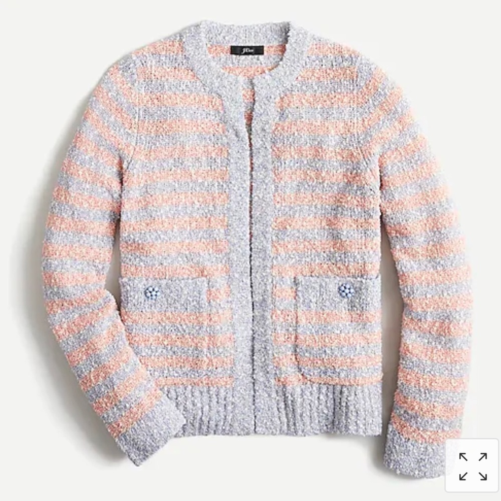 NWT J. Crew Blue Striped Open Cardigan Sweater S